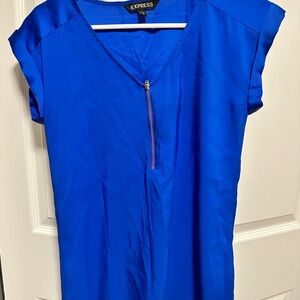 Express Women's Royal Blue Blouse with Zipper